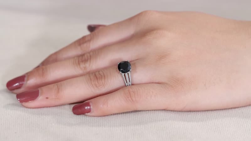 Thai Black Spinel Solitaire Ring in Stainless Steel (Size 10.0) 2.25 ctw