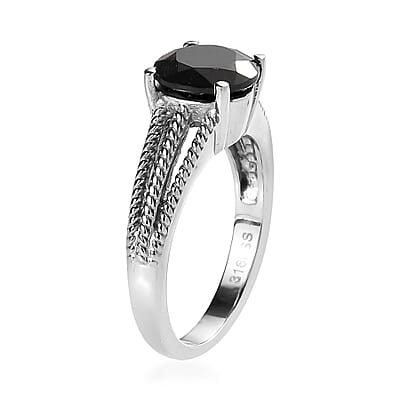 Thai Black Spinel 2.25 ctw Solitaire Ring in Stainless Steel (Size 10.0)