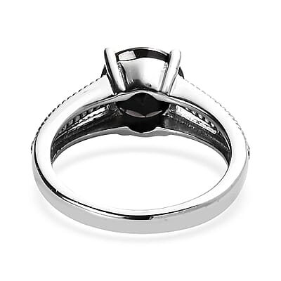 Thai Black Spinel 2.25 ctw Solitaire Ring in Stainless Steel (Size 10.0)