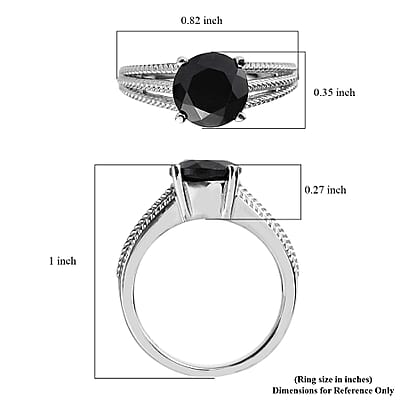 Thai Black Spinel 2.25 ctw Solitaire Ring in Stainless Steel (Size 10.0)