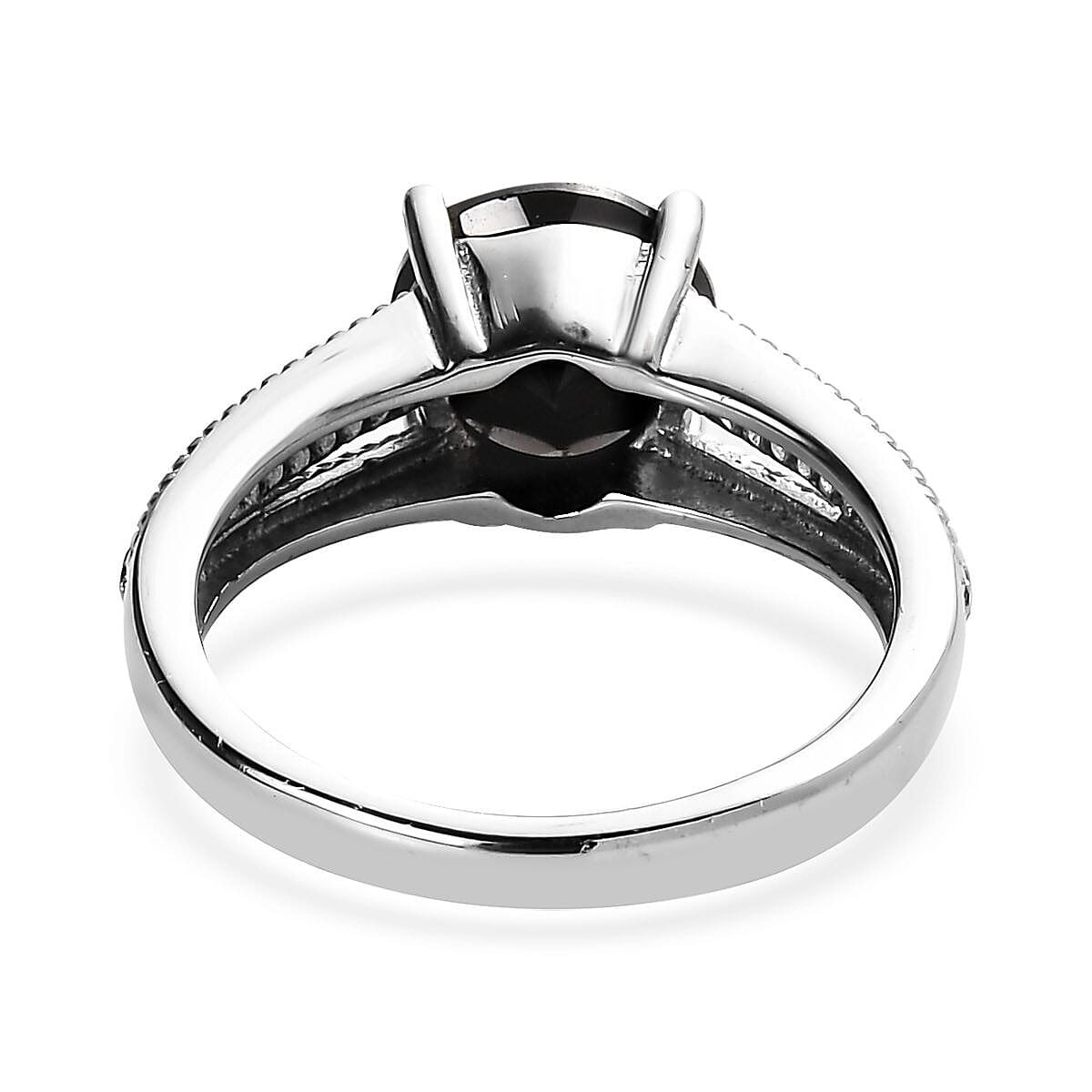 Thai Black Spinel 2.25 ctw Solitaire Ring in Stainless Steel (Size 9.0) image number 4