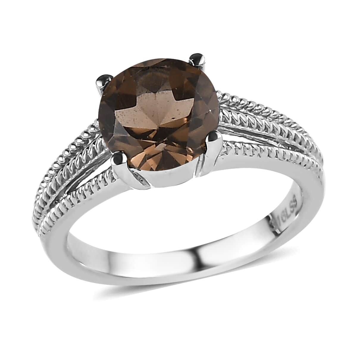 Brazilian Smoky Quartz 1.75 ctw Solitaire Ring in Stainless Steel (Size 10.0) image number 0