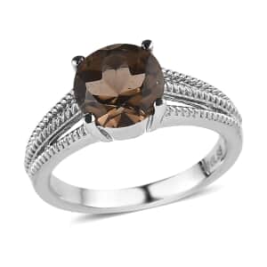 Brazilian Smoky Quartz 1.75 ctw Solitaire Ring in Stainless Steel (Size 10.0)