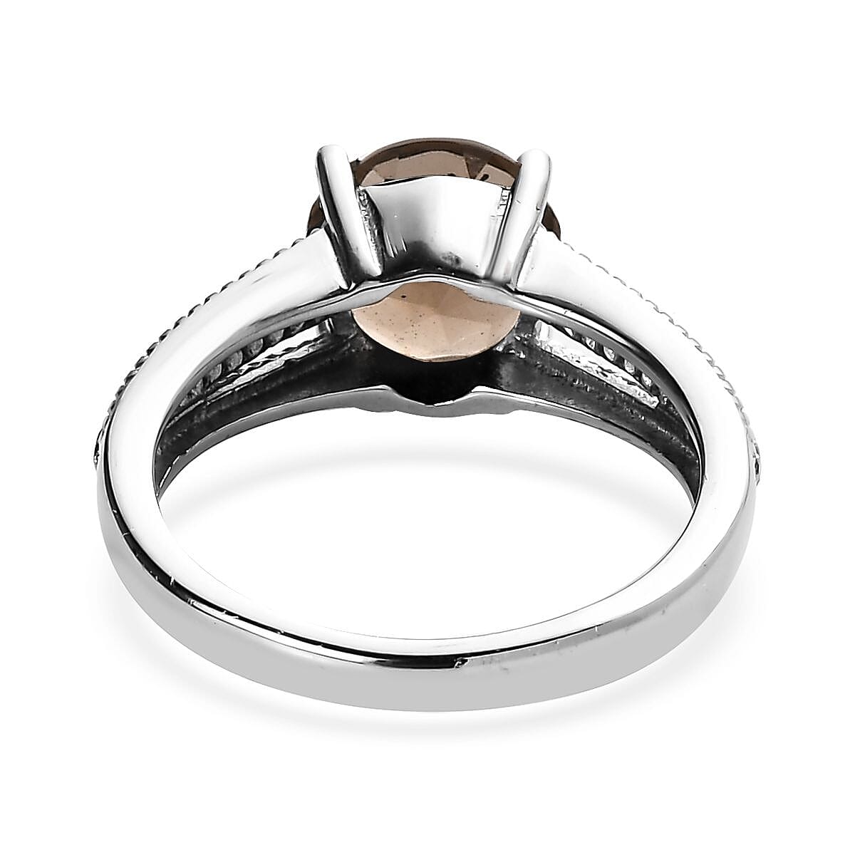 Brazilian Smoky Quartz 1.75 ctw Solitaire Ring in Stainless Steel (Size 6.0) image number 4
