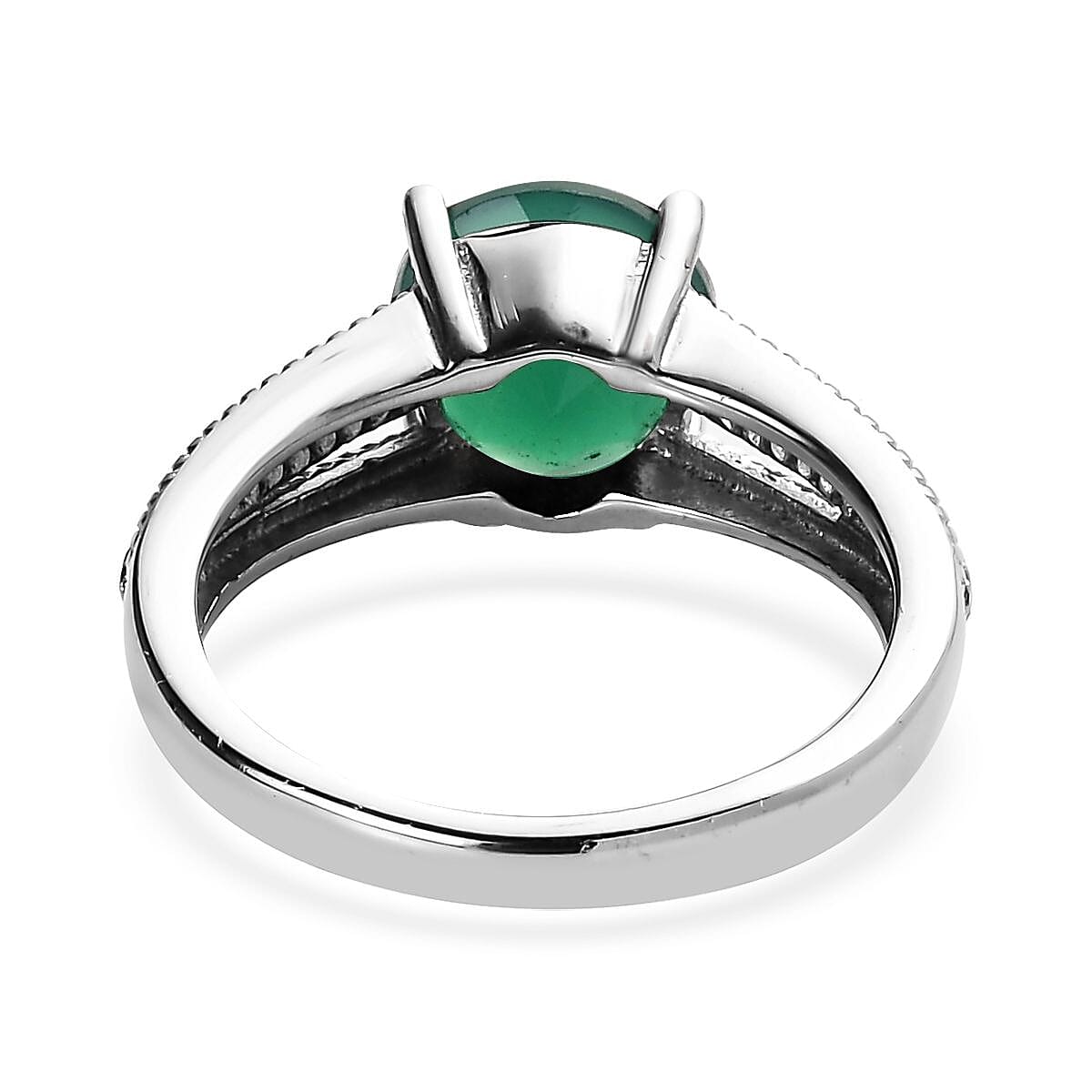 Green Onyx 1.75 ctw Solitaire Ring in Stainless Steel (Size 7.0) image number 4