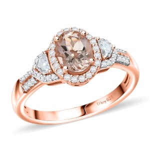 D'Joy Premium Marropino Morganite and Moissanite 1.65 ctw Ring in 18K Vermeil Rose Gold Over Sterling Silver (Size 10.0)