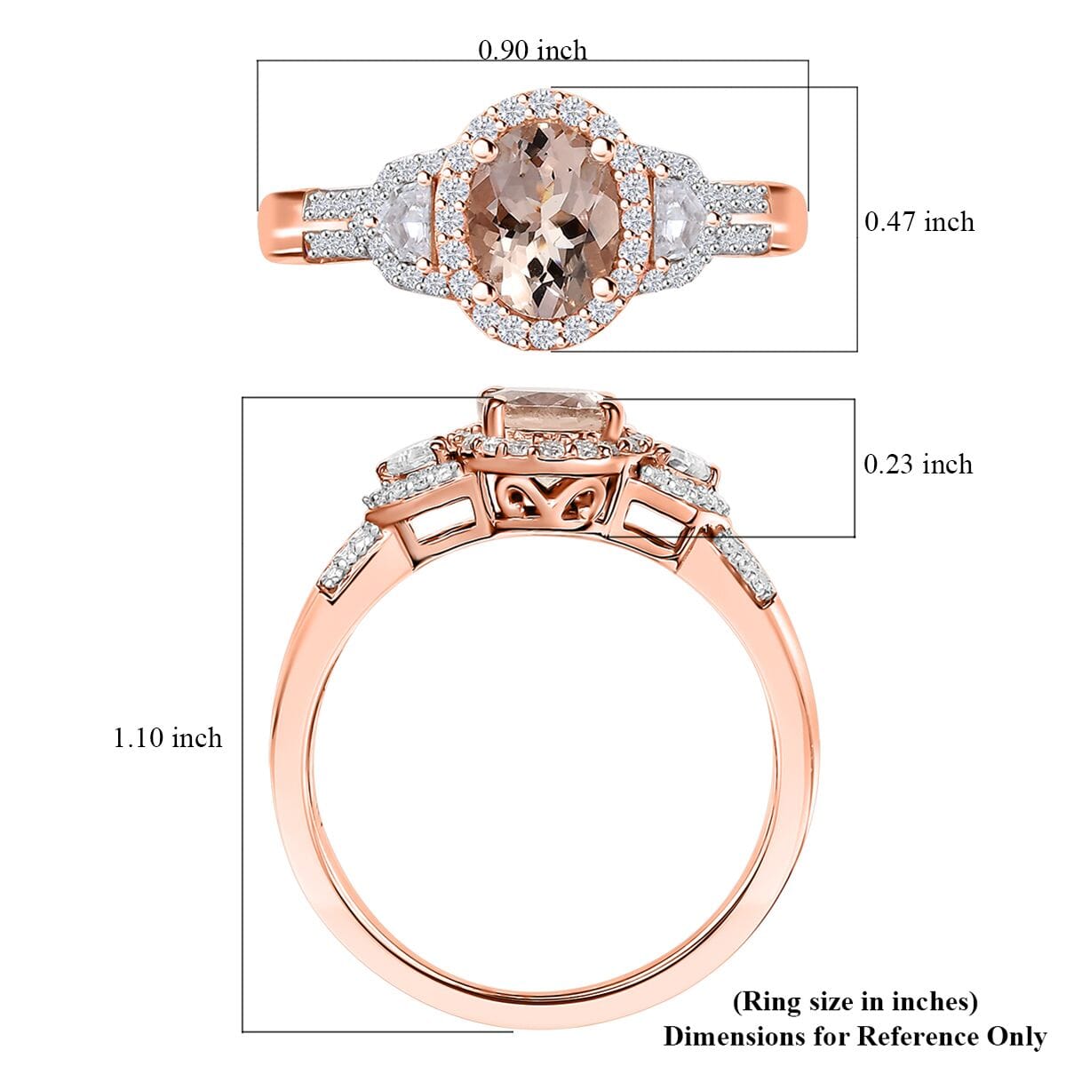 D'Joy Premium Marropino Morganite and Moissanite 1.65 ctw Ring in 18K Vermeil Rose Gold Over Sterling Silver (Size 10.0) image number 5