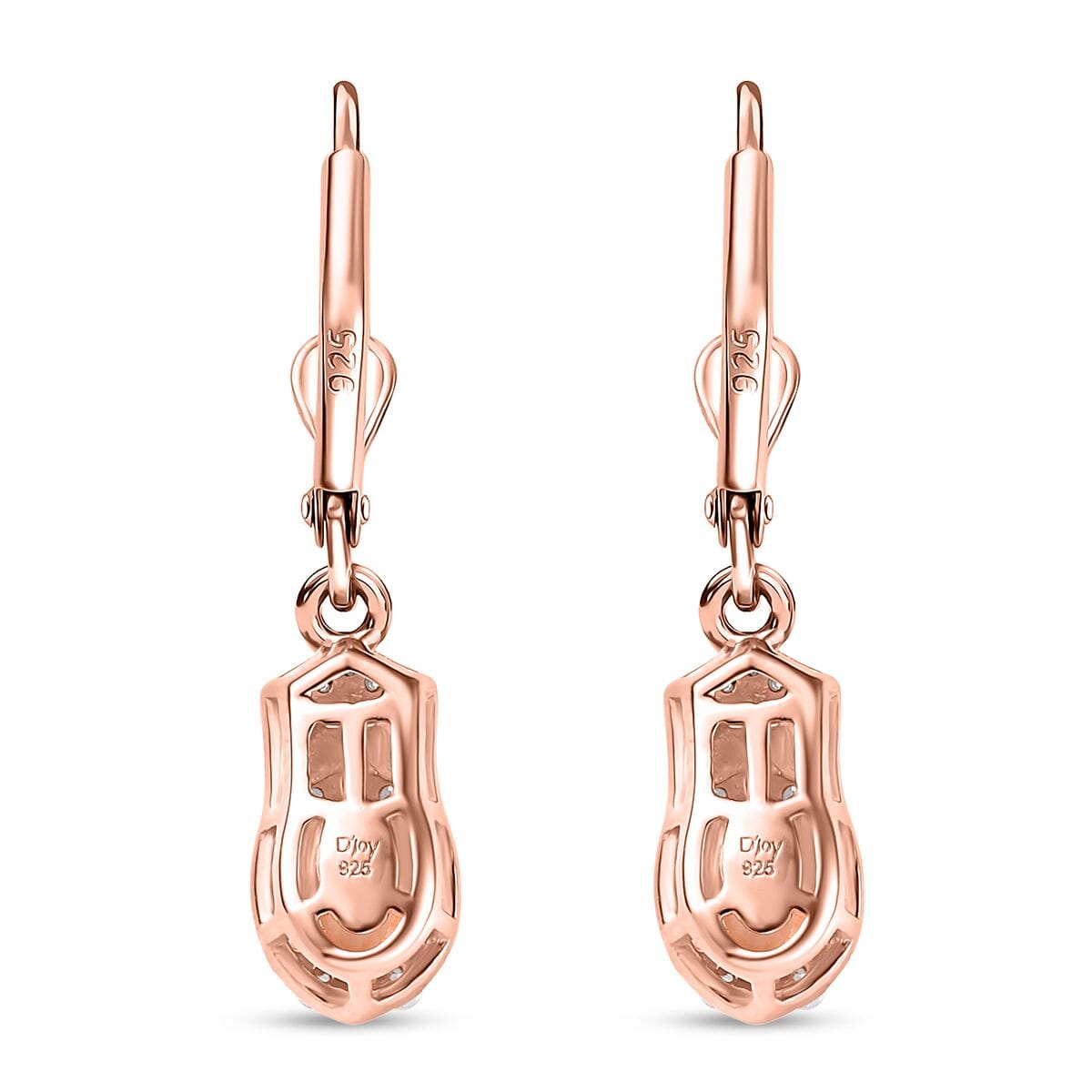 D'Joy Premium Marropino Morganite and Moissanite 1.30 ctw Art Deco Earrings in 18K Vermeil Rose Gold Over Sterling Silver image number 4