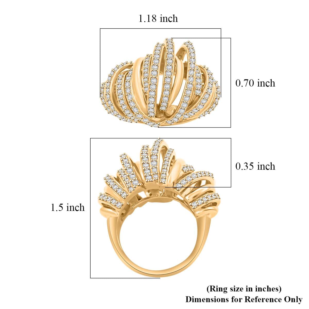 Clarte Dorma Collection Moissanite Ring in Vermeil YG Over Sterling Silver (Size 10.0) 1.30 ctw image number 4