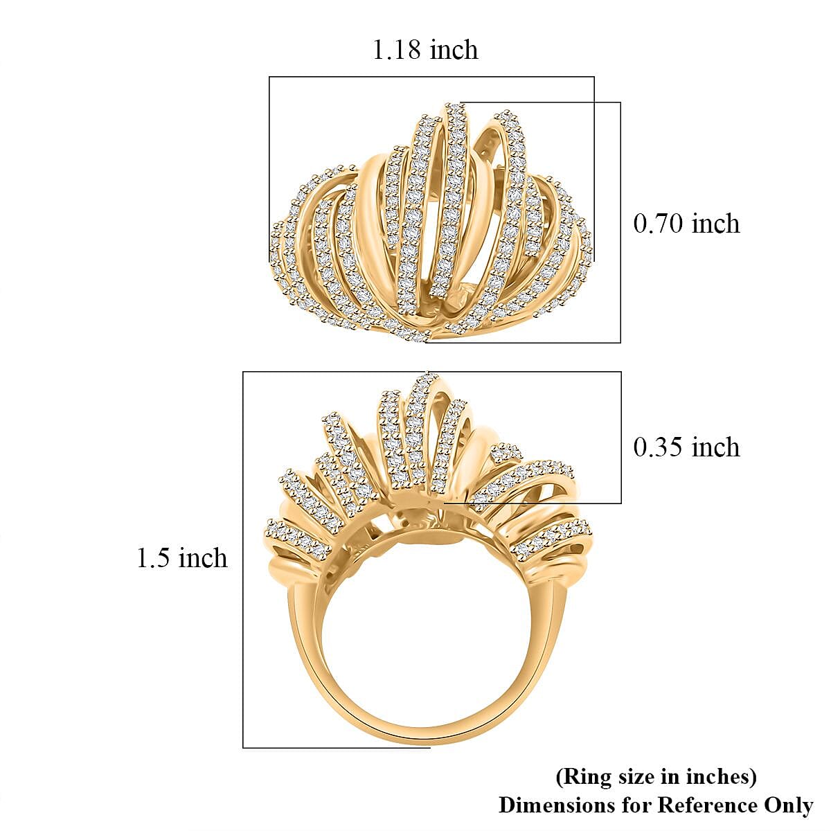 Clarte Dorma Collection Moissanite 1.30 ctw Ring in Vermeil Yellow Gold Over Sterling Silver (Size 7.0) image number 4
