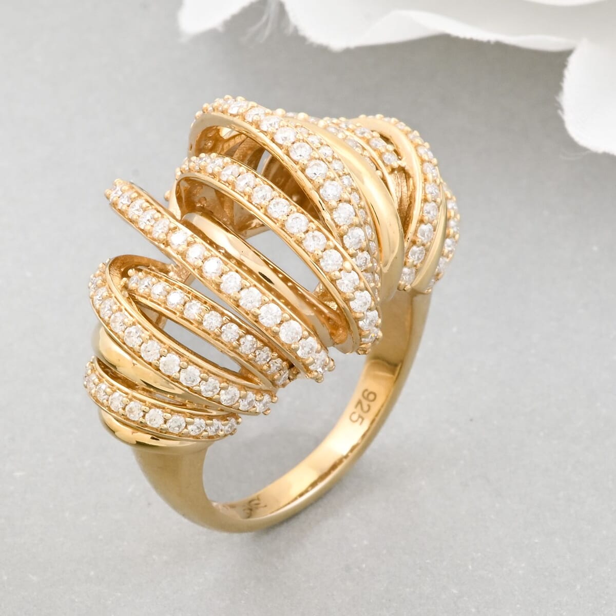 Clarte Dorma Collection Moissanite 1.30 ctw Ring in Vermeil Yellow Gold Over Sterling Silver (Size 9.0) image number 1