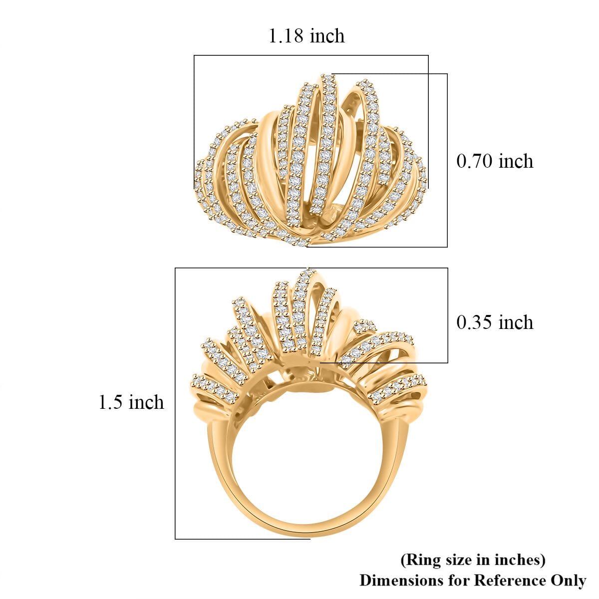 Clarte Dorma Collection Moissanite 1.30 ctw Ring in Vermeil Yellow Gold Over Sterling Silver (Size 9.0) image number 4