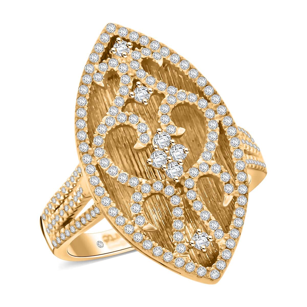 Clarte Petra Collection Moissanite 0.65 ctw Ring in Vermeil Yellow Gold Over Sterling Silver (Size 10.0) image number 0