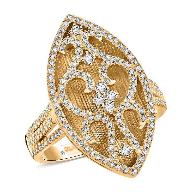 Clarte Petra Collection Moissanite 0.65 ctw Ring in Vermeil Yellow Gold Over Sterling Silver (Size 10.0)