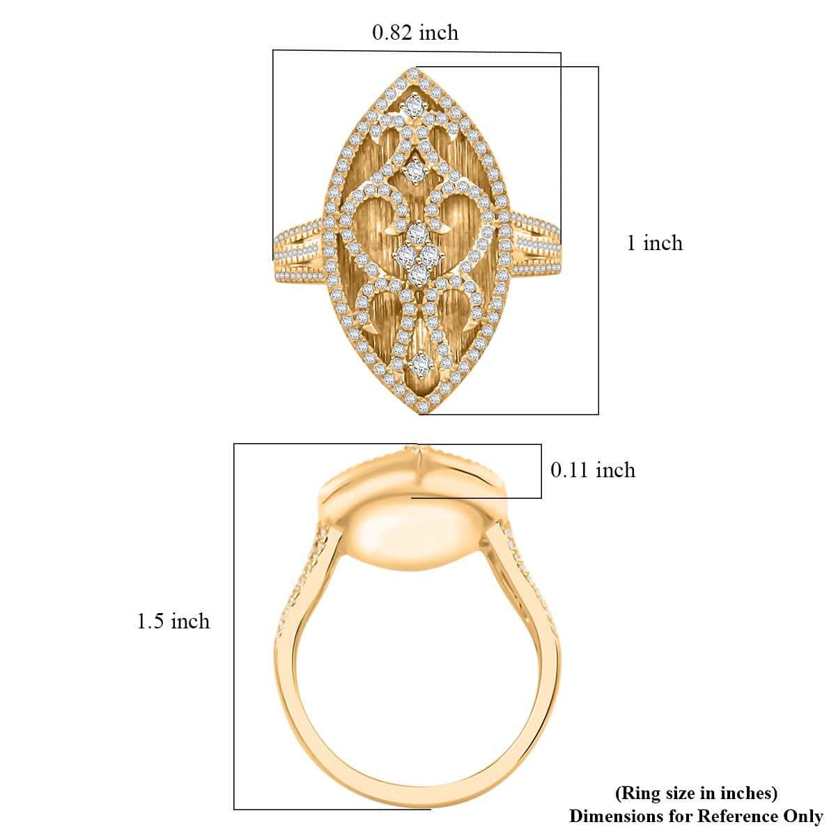 Clarte Petra Collection Moissanite 0.65 ctw Ring in Vermeil Yellow Gold Over Sterling Silver (Size 10.0) image number 4