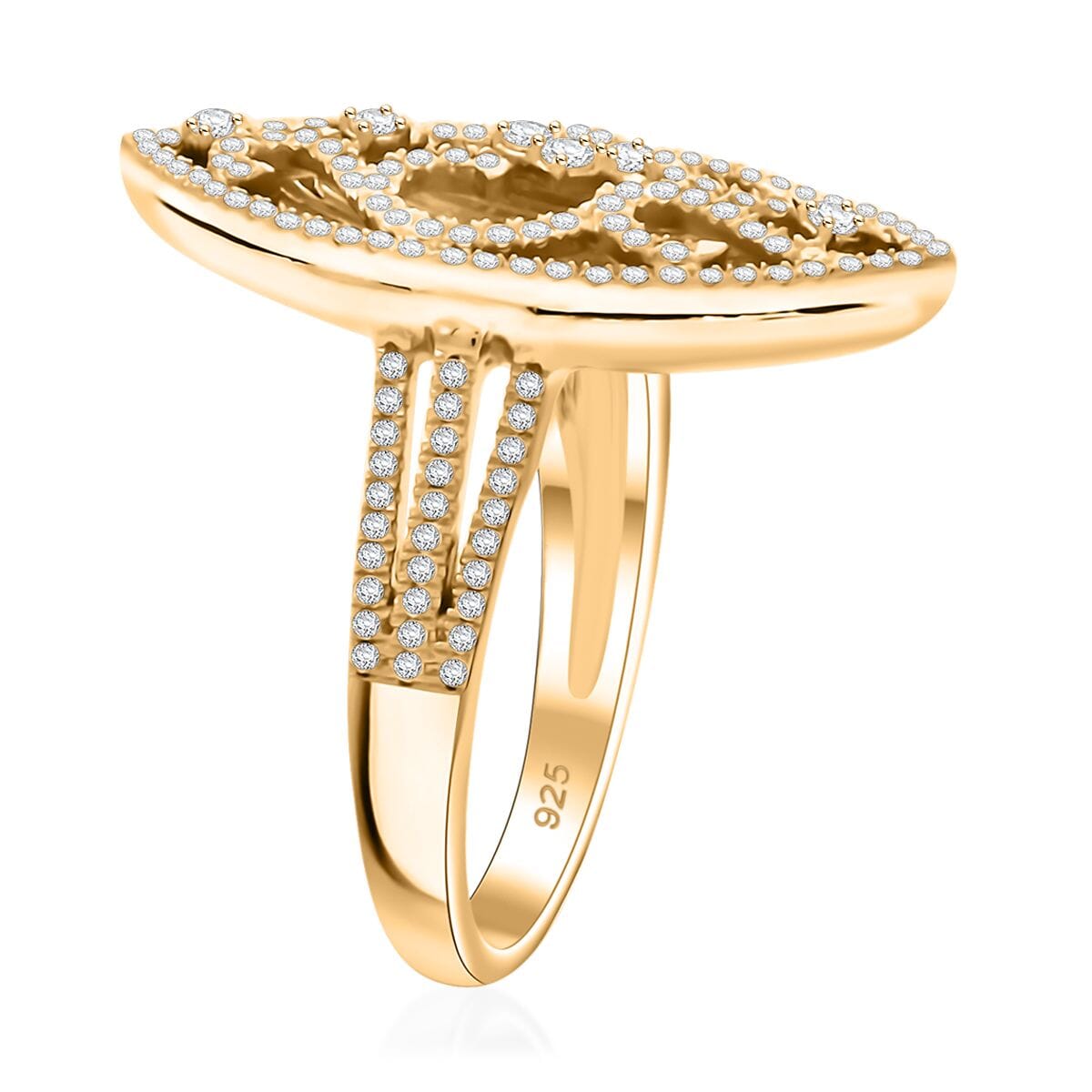 Clarte Petra Collection Moissanite 0.65 ctw Ring in Vermeil Yellow Gold Over Sterling Silver (Size 8.0) image number 3