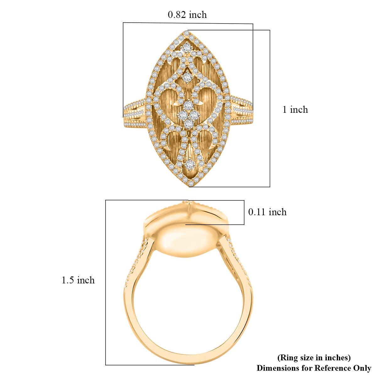 Clarte Petra Collection Moissanite 0.65 ctw Ring in Vermeil Yellow Gold Over Sterling Silver (Size 8.0) image number 4