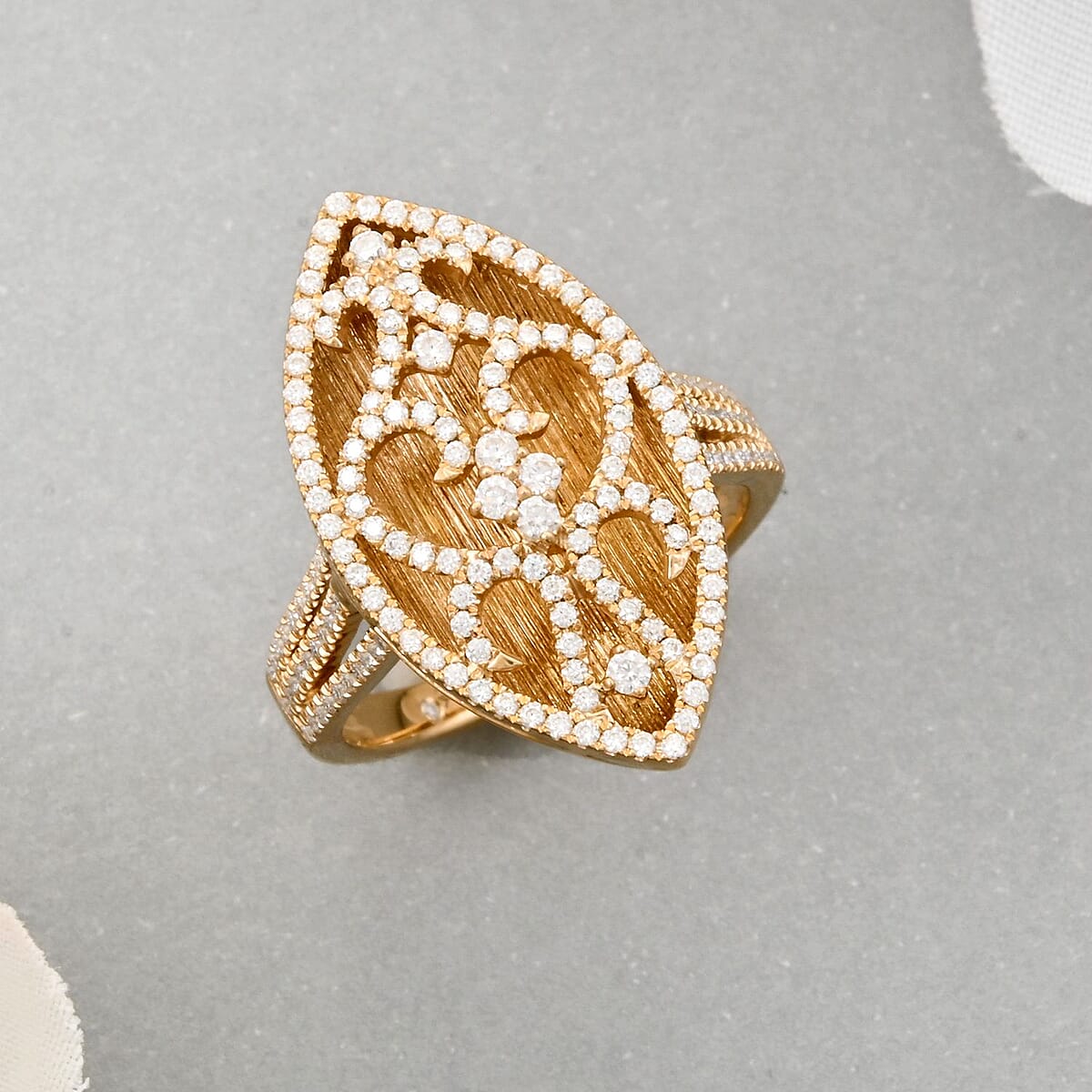 Clarte Petra Collection Moissanite 0.65 ctw Ring in Vermeil Yellow Gold Over Sterling Silver (Size 9.0) image number 1