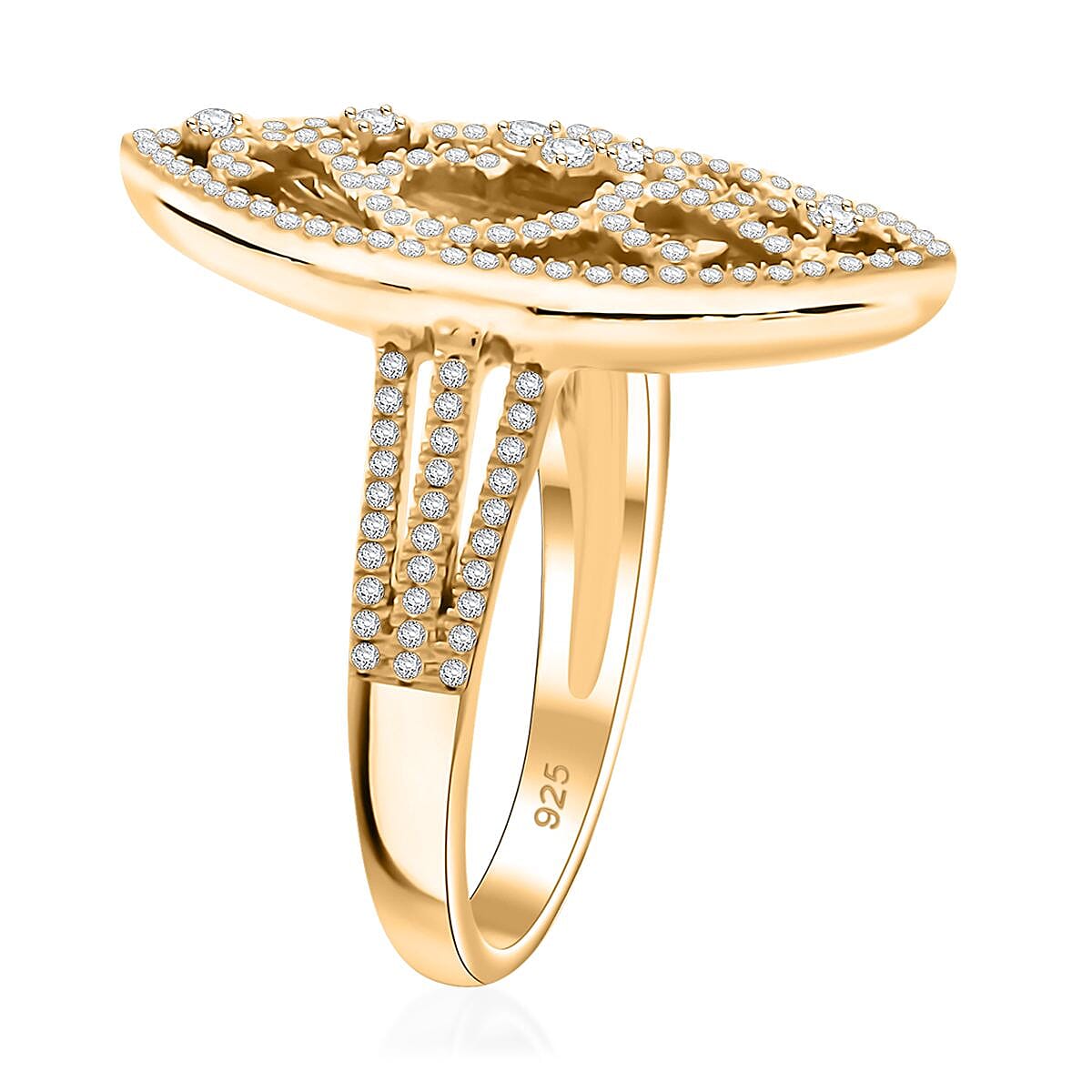 Clarte Petra Collection Moissanite 0.65 ctw Ring in Vermeil Yellow Gold Over Sterling Silver (Size 9.0) image number 3