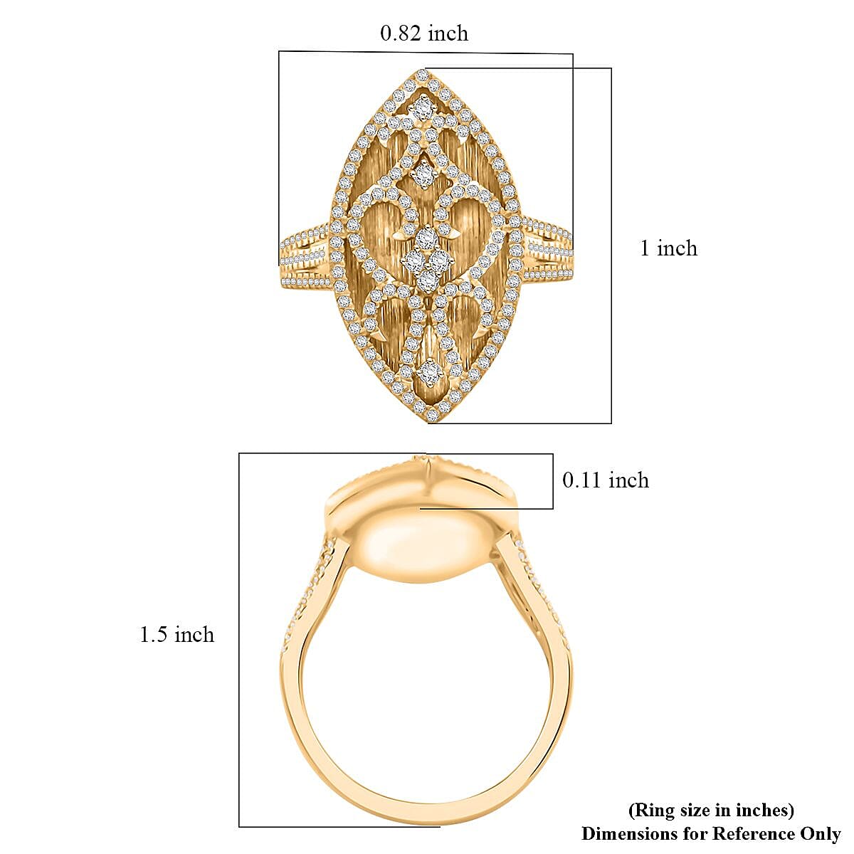 Clarte Petra Collection Moissanite 0.65 ctw Ring in Vermeil Yellow Gold Over Sterling Silver (Size 9.0) image number 4