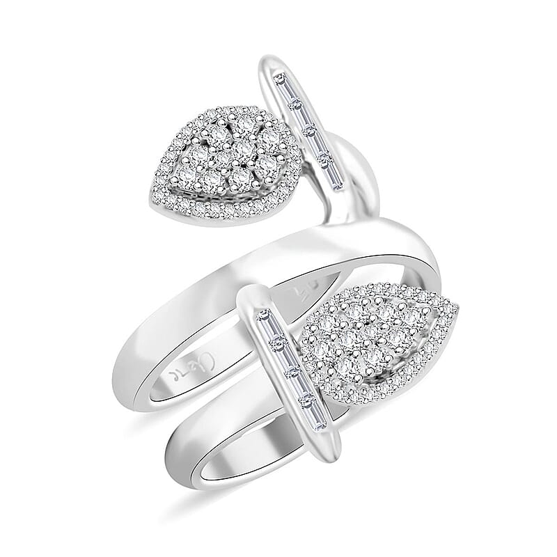 Clarte Tetris Collection Moissanite 0.55 ctw Ring in Sterling Silver (Size 10.0) 