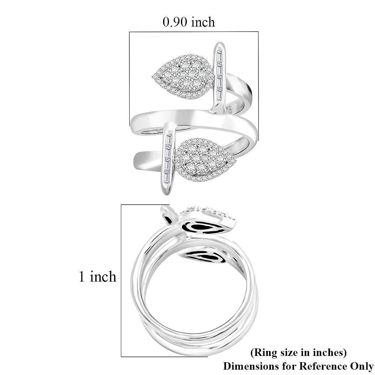 Clarte Tetris Collection Moissanite 0.55 ctw Ring in Sterling Silver (Size 10.0) 