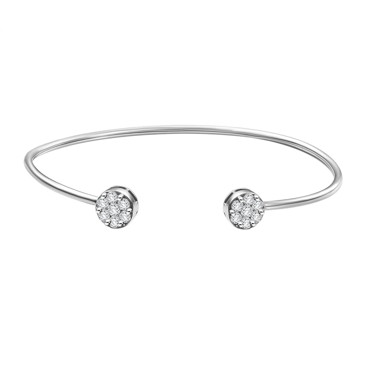 Pressure Set Moissanite 1.00 ctw Cuff Bracelet in Rhodium Over Sterling Silver (7.25 In) image number 0