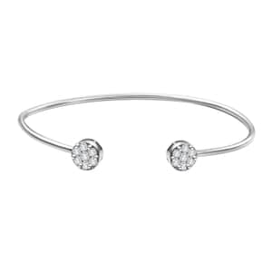 Pressure Set Moissanite 1.00 ctw Cuff Bracelet in Rhodium Over Sterling Silver (7.25 In)