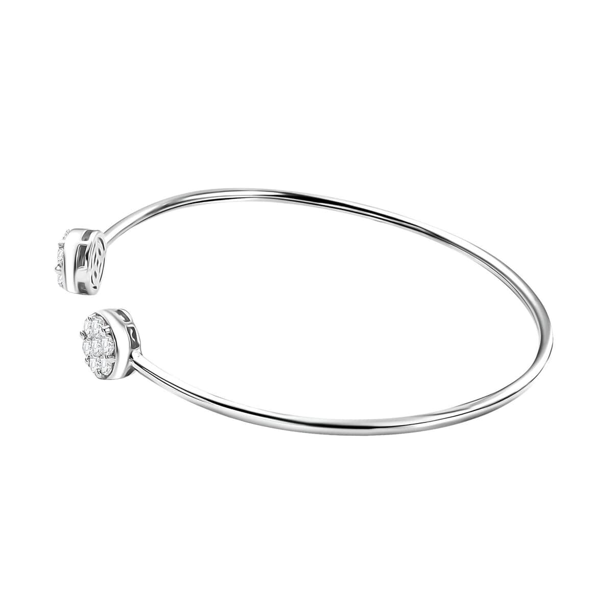 Pressure Set Moissanite 1.00 ctw Cuff Bracelet in Rhodium Over Sterling Silver (7.25 In) image number 3