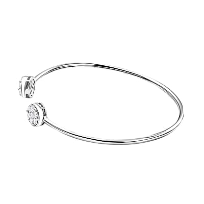 D'Joy Pressure Set Moissanite 1.00 ctw Cuff Bracelet in Rhodium Over Sterling Silver (7.25 In)