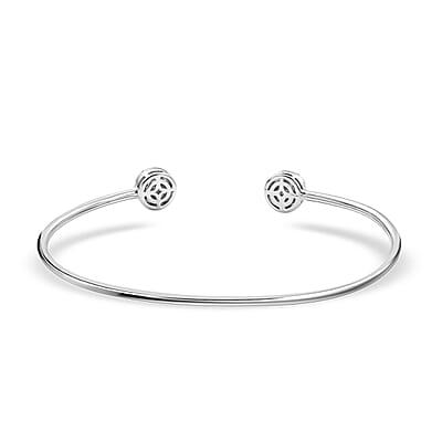 D'Joy Pressure Set Moissanite 1.00 ctw Cuff Bracelet in Rhodium Over Sterling Silver (7.25 In)