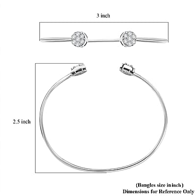 D'Joy Pressure Set Moissanite 1.00 ctw Cuff Bracelet in Rhodium Over Sterling Silver (7.25 In)