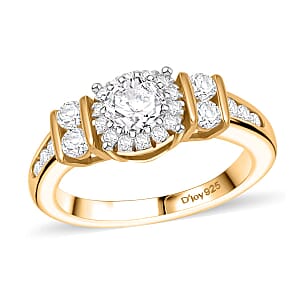 D'Joy Moissanite 1.10 ctw Ring in 18K Vermeil Yellow Gold Over Sterling Silver (Size 7.0) 