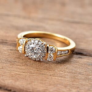 Moissanite 1.10 ctw Ring in 18K Vermeil Yellow Gold Over Sterling Silver (Size 9.0) 