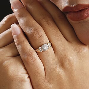 Moissanite 1.10 ctw Ring in 18K Vermeil Yellow Gold Over Sterling Silver (Size 9.0) 