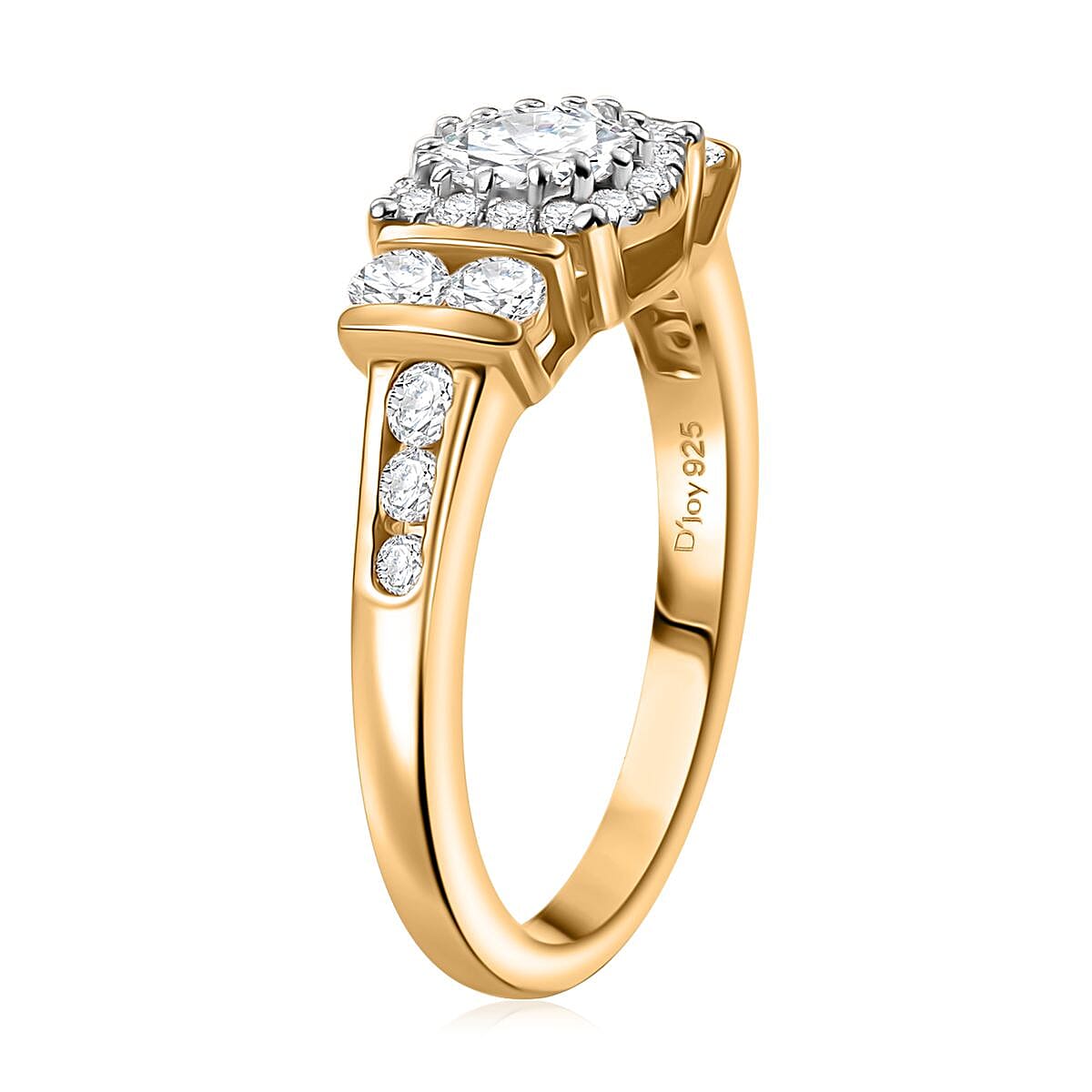 Moissanite 1.10 ctw Ring in 18K Vermeil Yellow Gold Over Sterling Silver (Size 9.0)  image number 3
