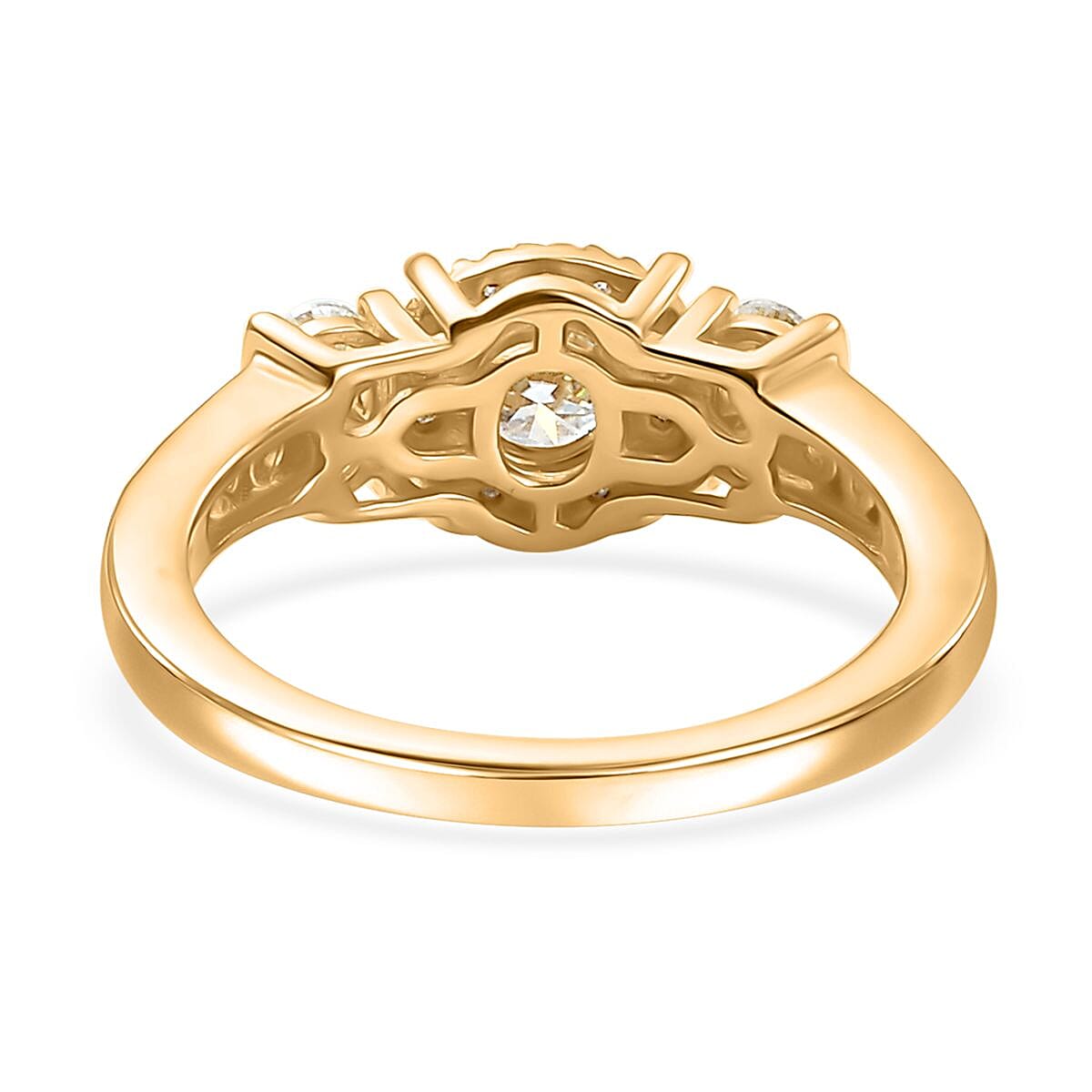 Moissanite 1.10 ctw Ring in 18K Vermeil Yellow Gold Over Sterling Silver (Size 9.0)  image number 4