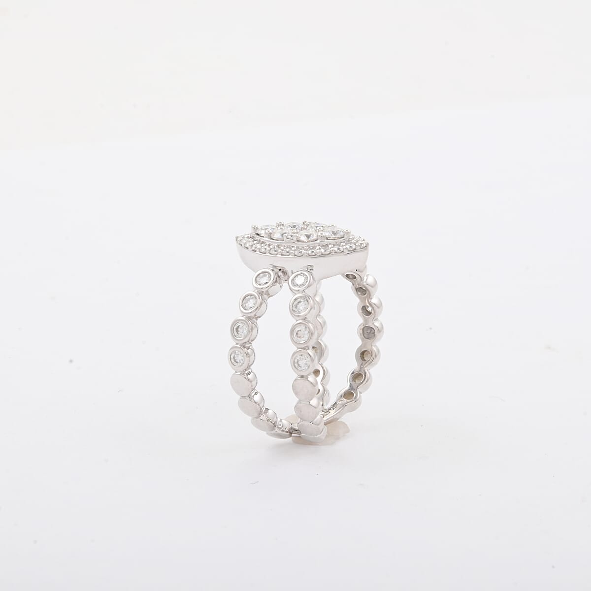 Clarte Sweetheart Marquise Collection Moissanite 1.10 ctw Ring in Sterling Silver (Size 8.0)  image number 2