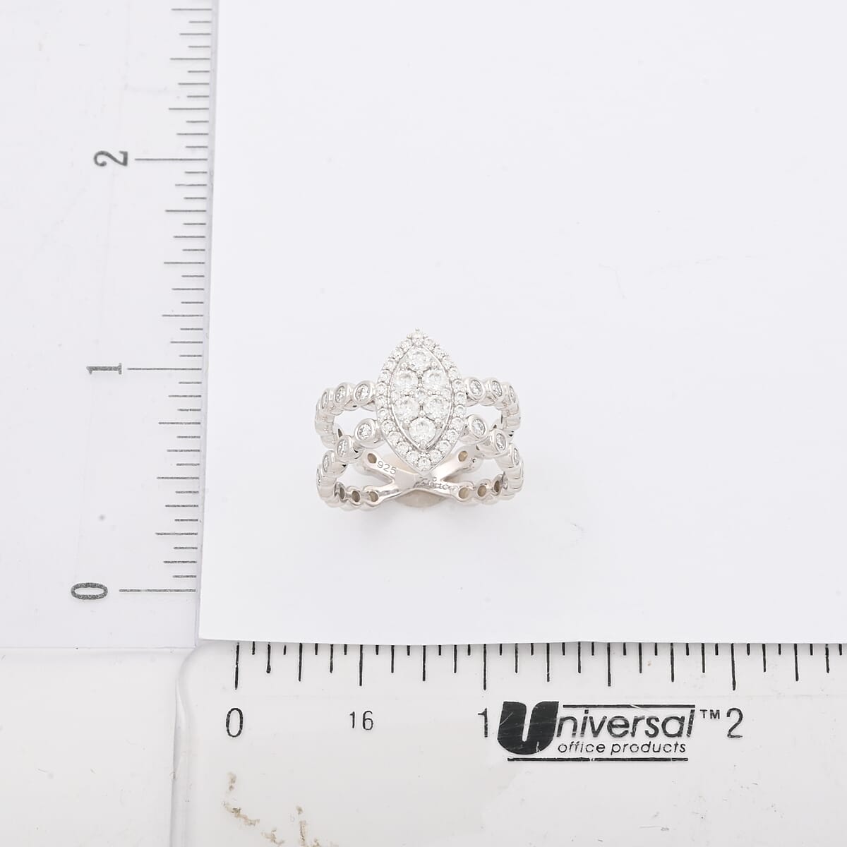 Clarte Sweetheart Marquise Collection Moissanite 1.10 ctw Ring in Sterling Silver (Size 8.0)  image number 3