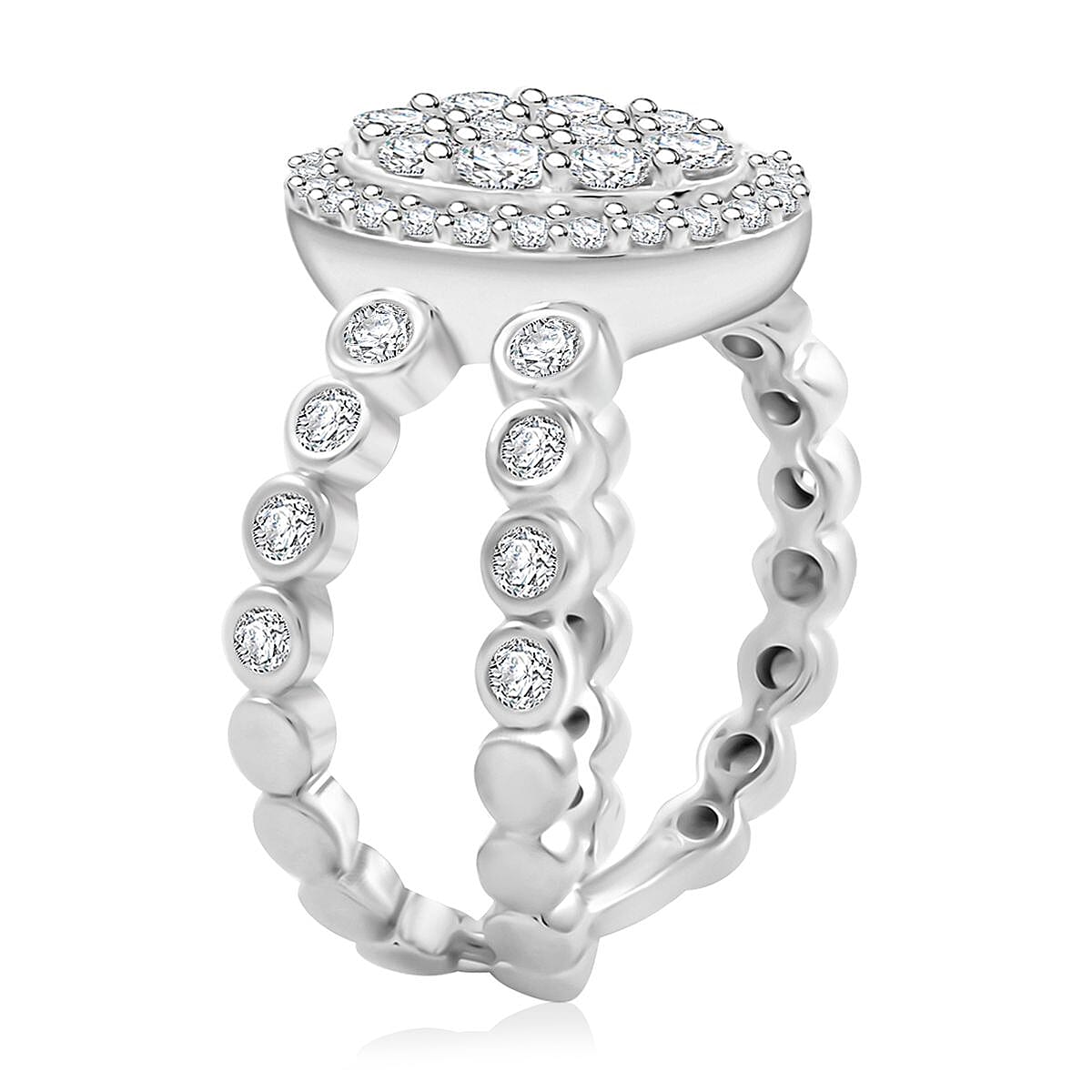 Clarte Sweetheart Oval Collection Moissanite 1.10 ctw Ring in Sterling Silver (Size 8.0)  image number 3