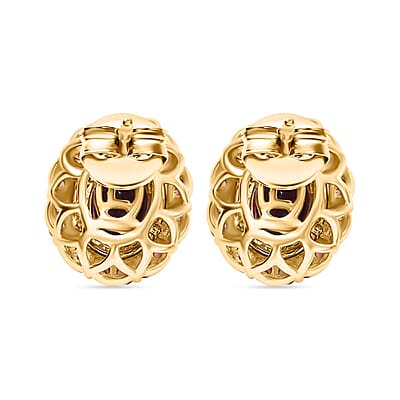 Certified & Appraised Luxoro AAA Radiant Ember Garnet, Padparadscha Sapphire, I2 Diamond 3.00 ctw Stud Earrings in 10K Yellow Gold