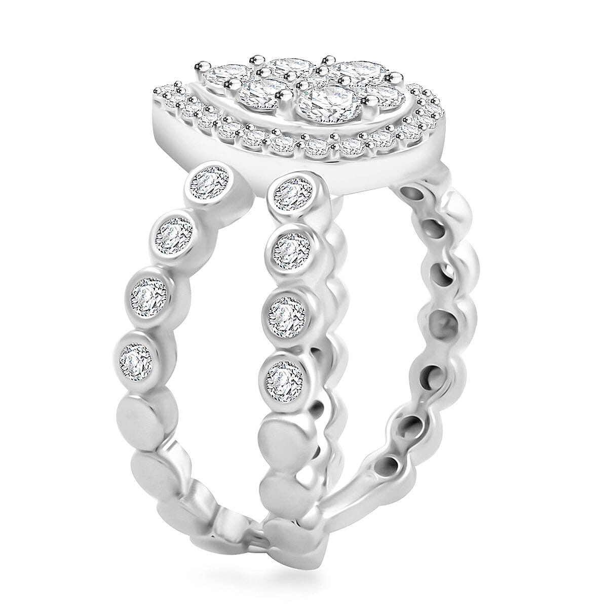 Clarte Sweetheart Pear Collection Moissanite 1.10 ctw Ring in Sterling Silver (Size 8.0)  image number 3