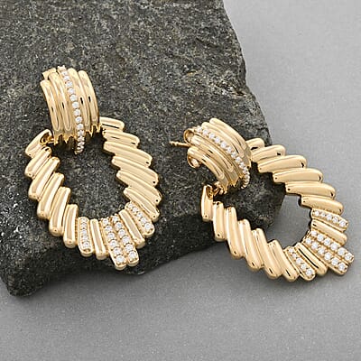 Clarte Helios Collection Moissanite 0.70 ctw Earrings in Vermeil Yellow Gold Over Sterling Silver