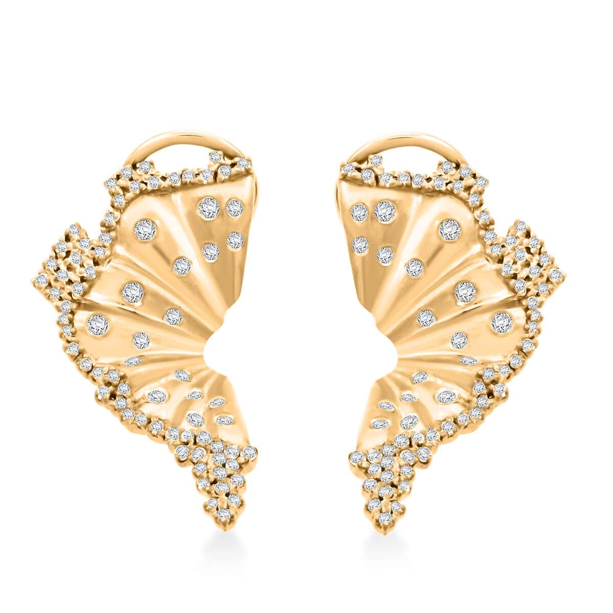 Clarte Hibiscus Collection Moissanite 0.60 ctw Earrings in Vermeil Yellow Gold Over Sterling Silver image number 0