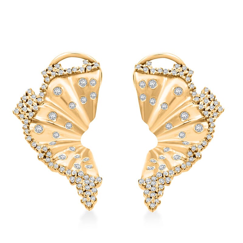 Clarte Hibiscus Collection Moissanite 0.60 ctw Earrings in Vermeil Yellow Gold Over Sterling Silver