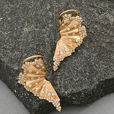 Clarte Hibiscus Collection Moissanite 0.60 ctw Earrings in Vermeil Yellow Gold Over Sterling Silver