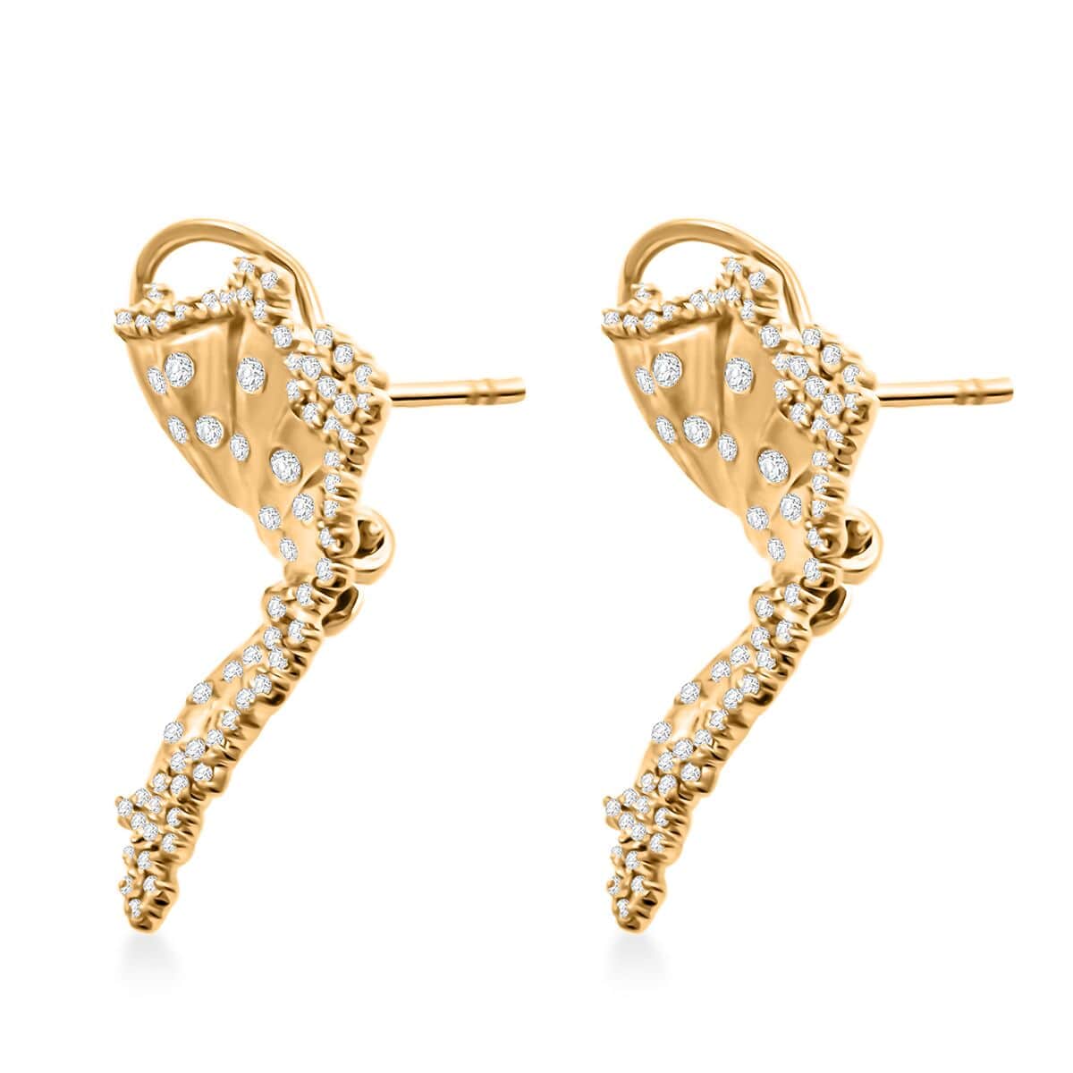 Clarte Hibiscus Collection Moissanite 0.60 ctw Earrings in Vermeil Yellow Gold Over Sterling Silver image number 3