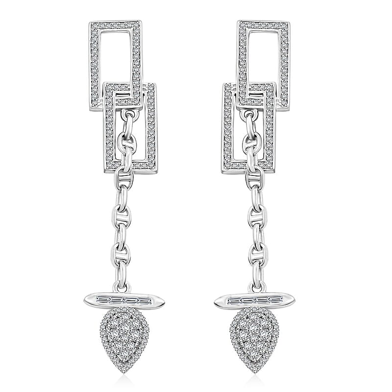 Clarte Tetris Collection Moissanite 1.00 ctw Earrings in Sterling Silver