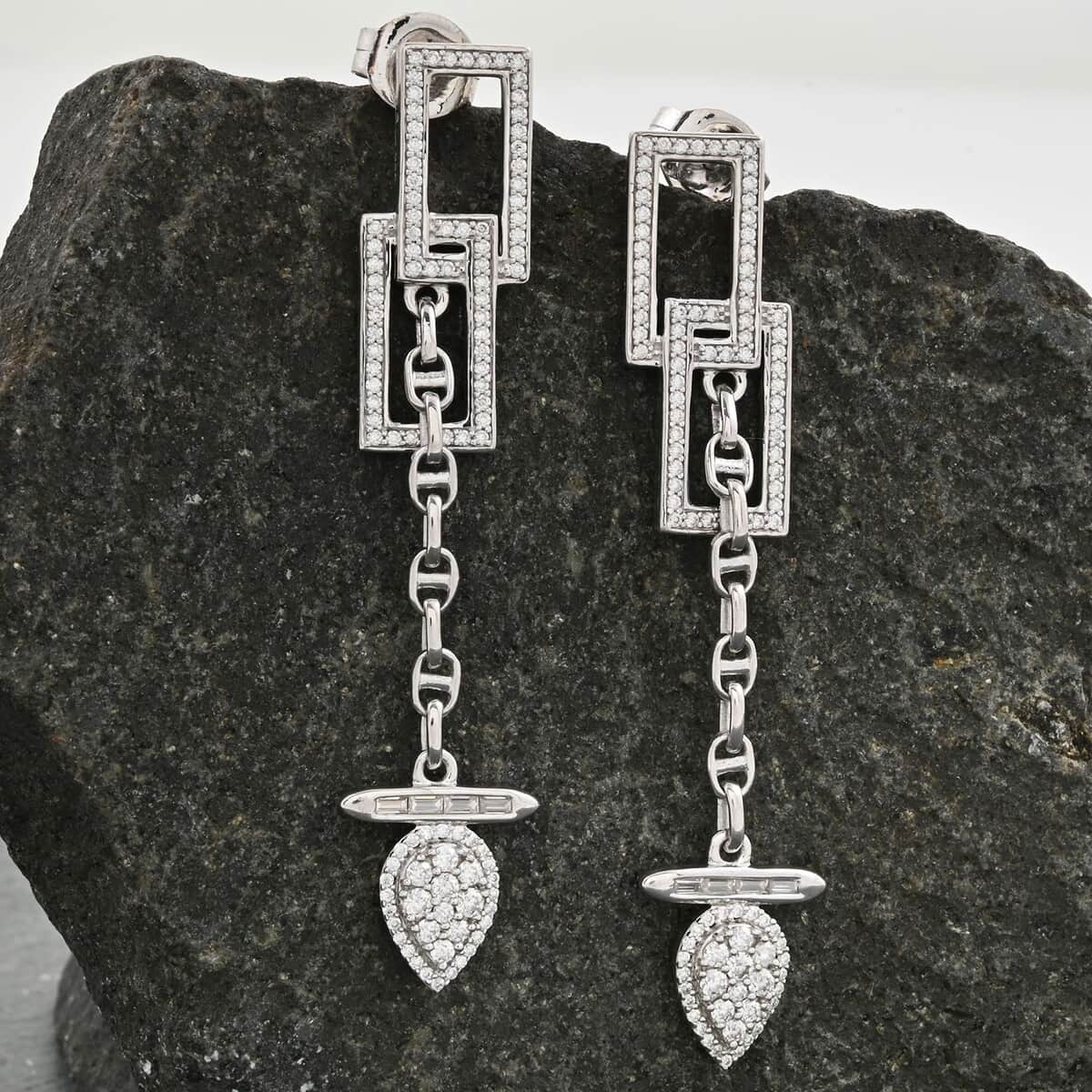 Clarte Tetris Collection Moissanite 1.00 ctw Earrings in Sterling Silver image number 1