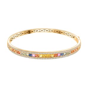 Ankur Treasure Chest Clarte Prima Collection Multi Sapphire and Moissanite 5.40 ctw Bangle Bracelet in Vermeil YG Over Sterling Silver (6.50 In)